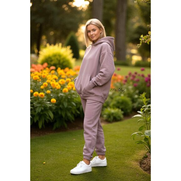 Comfrt Travel Essentials Hoodie and Sweatpant Set Bark Small - Picture 1 of 13